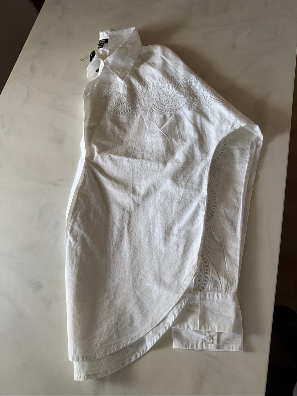 Men's white button-down shirt with embroidered detail